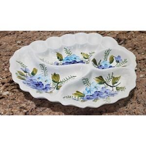 Floral Divided Tray with Deviled Egg Made in Italy